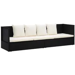 vidaXL Outdoor-Lounge-Bett mit Polster & Kissen Poly Rattan Schwarz