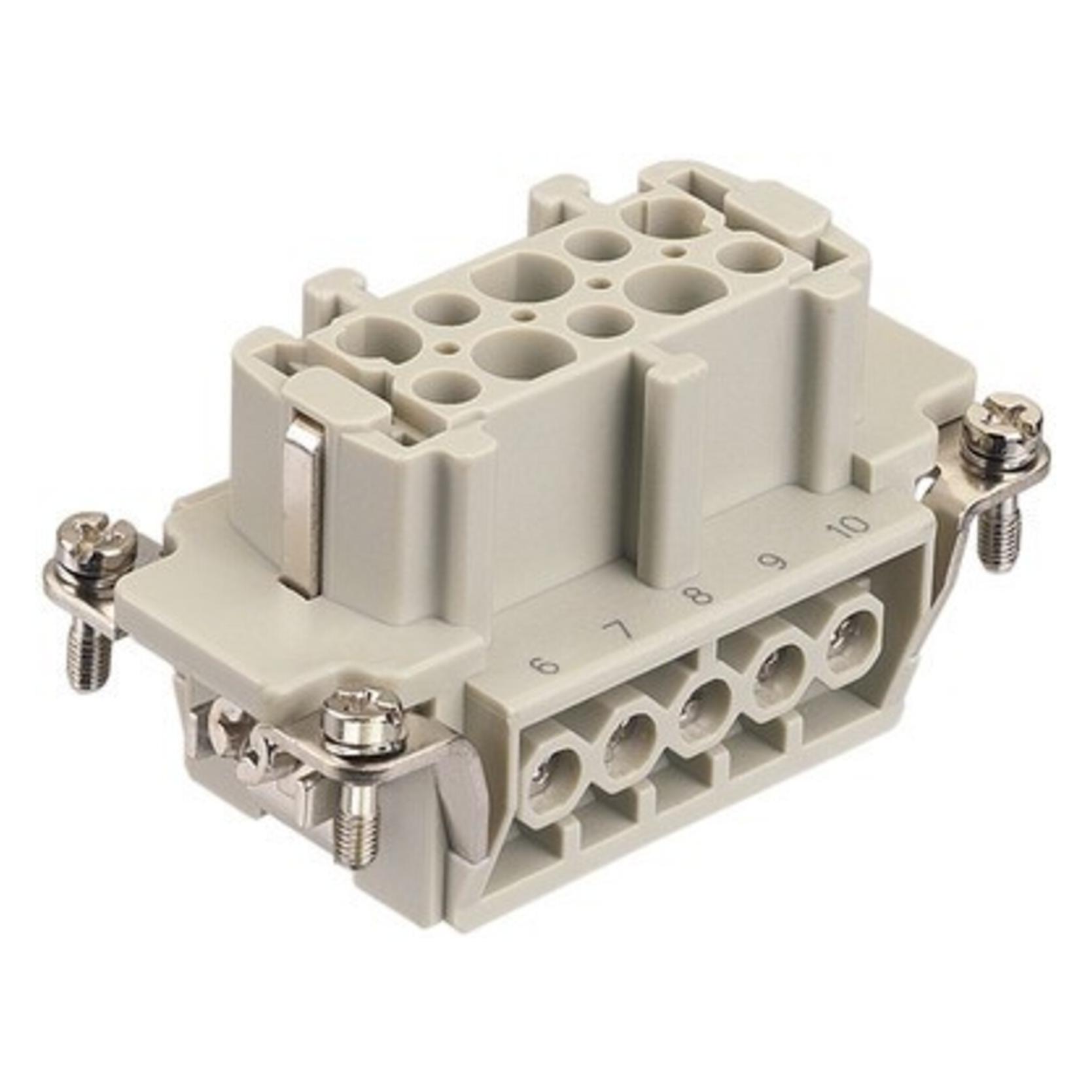 Harting HAN E Steckverbinder, Einsatz Typ 10B Federleiste Schraubklemme max 2,5mm2, 16A10 polig (09330102701)