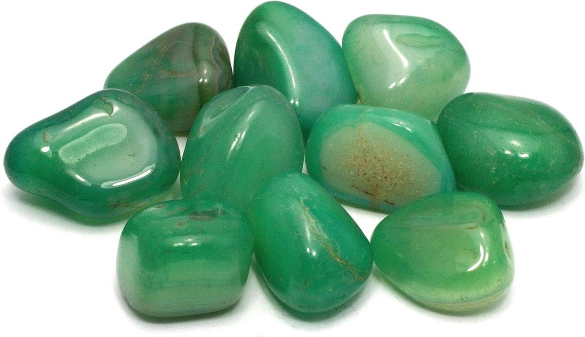 Groen Agate Steentje - Natuurlijk Geslepen Decoratieve Steen - 20-25 mm