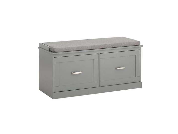 SoBuy Banc Chaussures Entrée Banc de Rangement avec Siège Rembourré et Portes Rangement Chaussures Gris 90x34x46cm