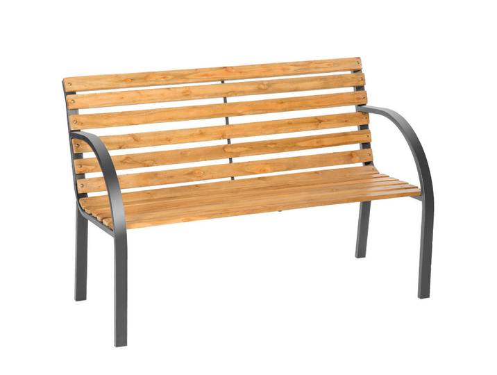 tectake Gartenbank Michaela 2-Sitzer aus Holz 119,5x62x83 cm - Wetterfest, In- & Outdoor, Robust, Farbe Braun, Leichte Montage, Patchwork, 62x83x119.5 cm, Gartenmöbel, Gartenbänke