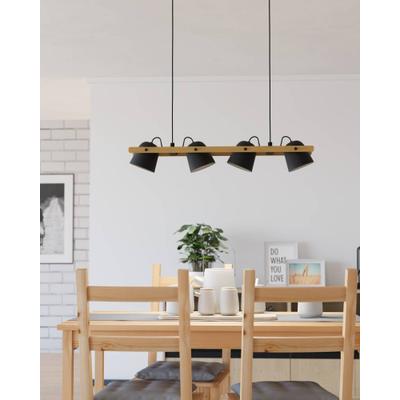 EGLO Hängeleuchte "HORNWOOD-Z", braun (schwarz, braun), 4, Ø 0cm H: 110cm, 1 Stk., Leuchten, FSCM70HB, ZigBee, App und Sprachsteuerung Alexa, RGB, dimmbar, Hängeleuchte