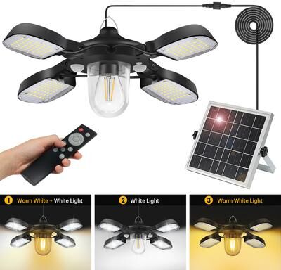 Outdoor Solar Garden Lights Solar Powered Barn Light Solar Shed Light With Dual Motion Sensor, Remote Control Solar Pendant Lamp Indoor Outdoor Solar Powered Barn Light Solar Shed Light With Dual Motion Sensor, Remote Control Solar Pendant Lamp Indoor Out