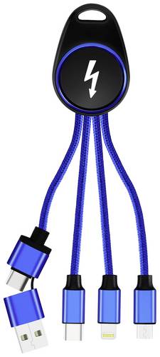 Smrter USB-Ladekabel USB 2.0 Apple Lightning Stecker, USB-A Stecker, USB-C Stecker, USB-Micro-B Stecker 0.15m Blau