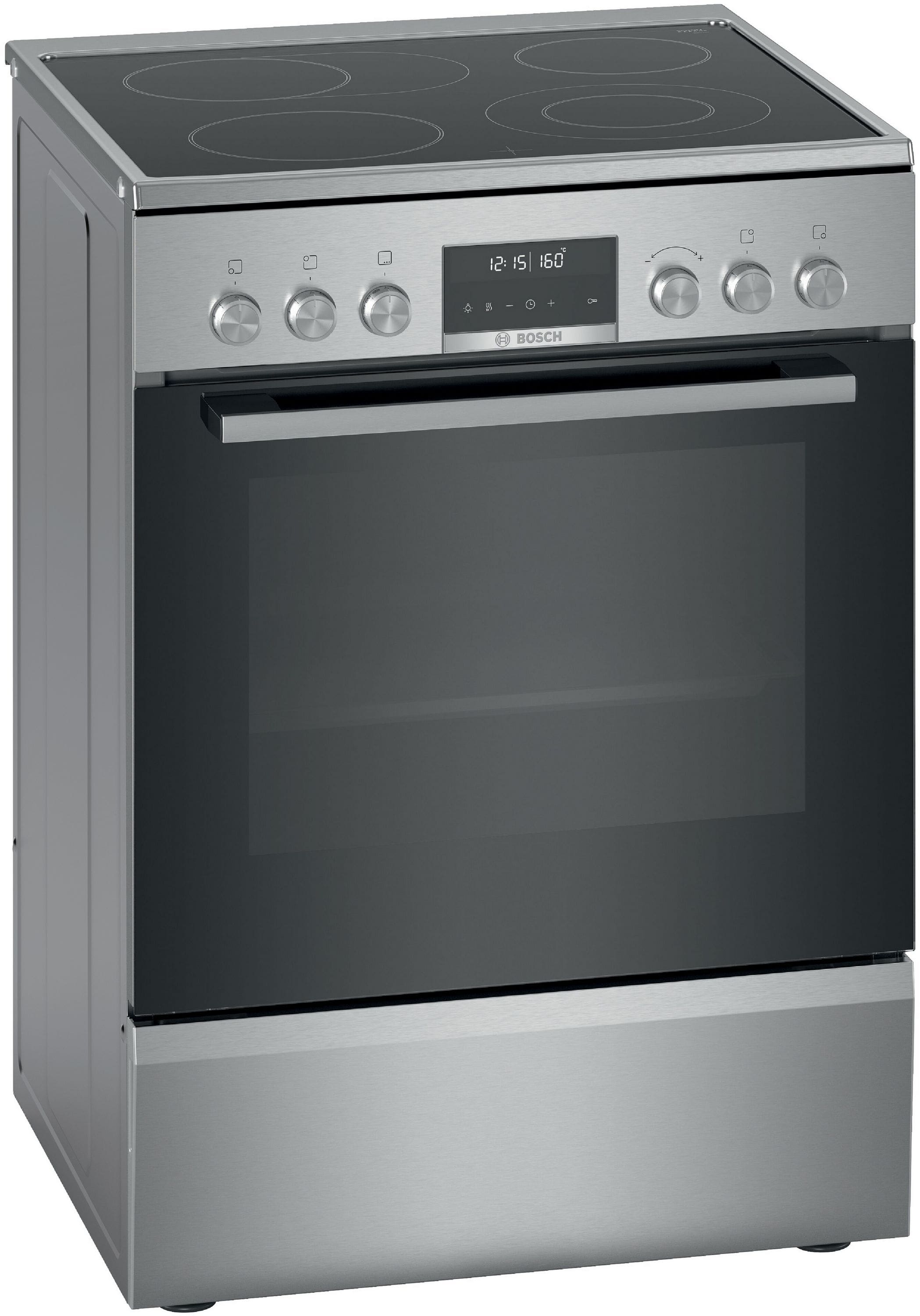 Bosch Serie 6 HKS79U250 Freistehender Herd Elektro normal 8 Beheizungsarten AutoClean mit Glaskeramikkochfeld Kochfeld