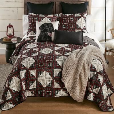 American Heritage Textiles Log Cabin Star Patchwork Mini Quilt Set Multi Warm, Twin, Multi Warm