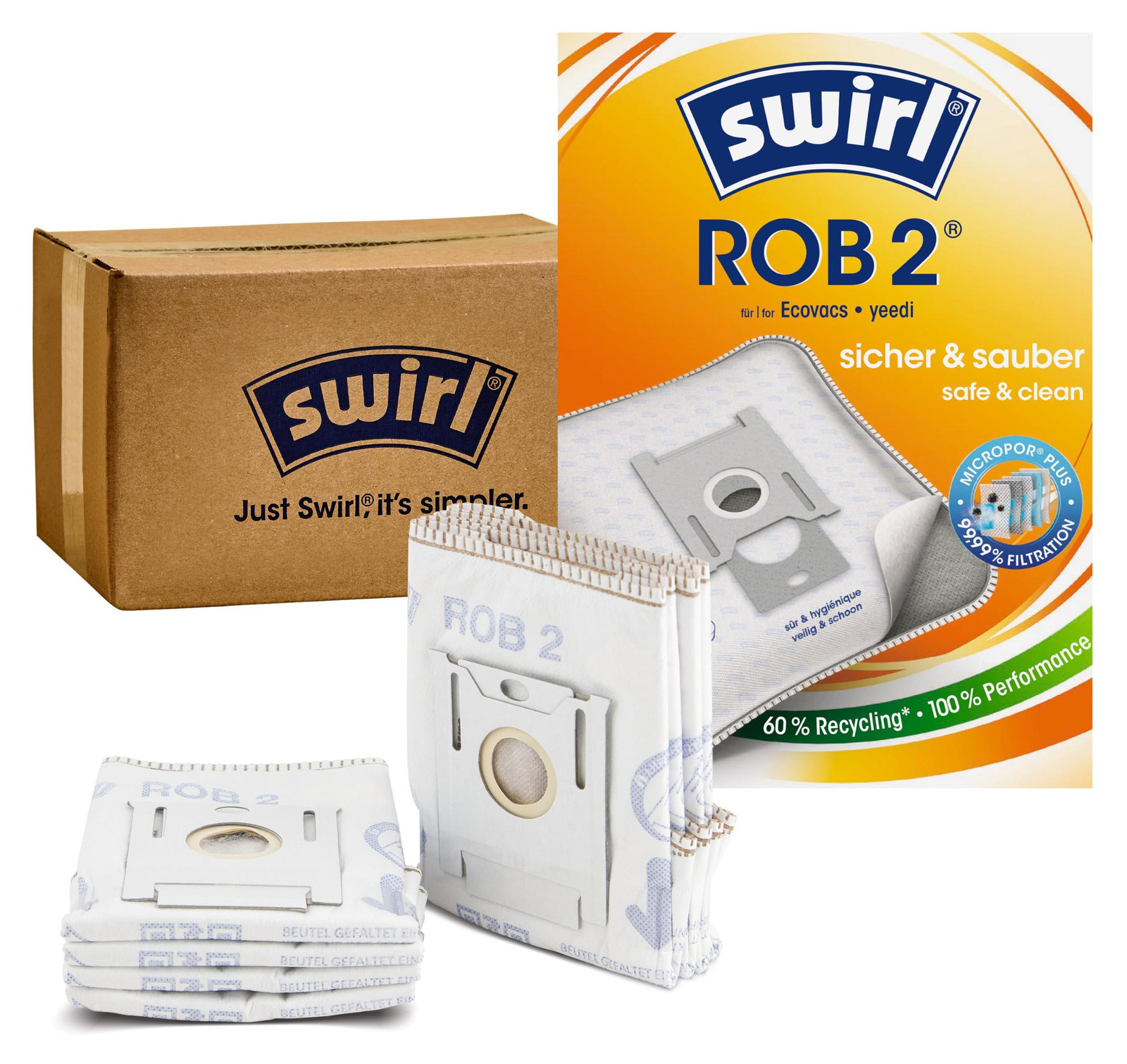 Dripio Stofzuigerzakken ROB 2 EcoPor, 8 stuks, wit, katoen