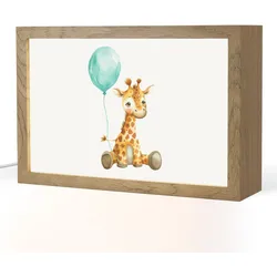 NACHTTISCHLAMPE Giraffe - Baby - Tiere - Blauer Ballon 30x20 cm
