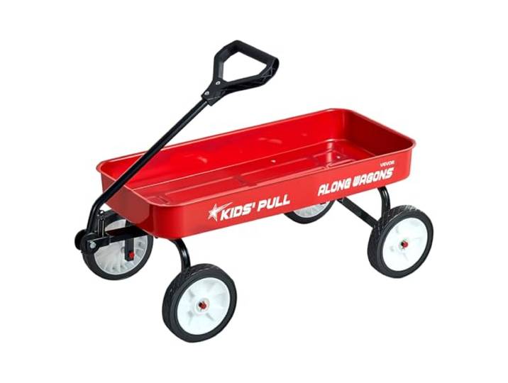 VEVOR Chariot à Tirer Enfants 101 cm Chariot Tout-Terrain Tout-Petits Métal\, Charge 80 kg\, pour Cadeau d'anniversaire Enfants\, Jardinage\, Plage\, Camping\, Aventures en Plein Air\, avec Poignée\, Rouge