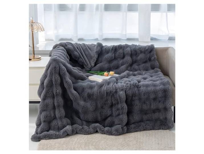 Ergocar Kuscheldecke, Weiche Künstliches Kaninchenfell Decke, Flauschig Sofadecke Doppelgesicht Dicke Decke für Couch, Stuhl und Bett, Dekorative für alle Jahreszeiten