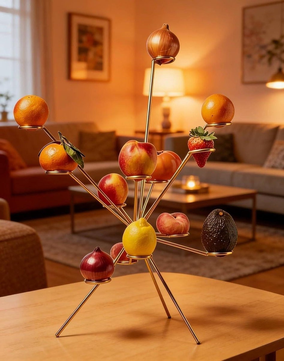 Gouden Fruit schaal met exploderend design voor keuken decoratie - 30 x 30 cm