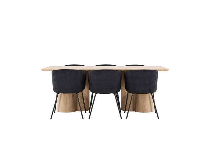 Venture Home Essgruppe Olivia Essgruppe Tisch 100x210cm und 6 Velours Stü, (7-tlg)