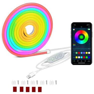 Uplift Treasures RGB LED Neon Strip Light Bluetooth Music Sync Waterproof 3m