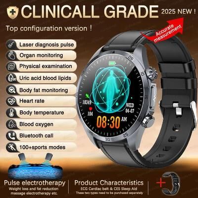 Inspire Select 2026 ECG Health Smart Watch AMOLED Bluetooth Call Fitness Tracker With Wellness Monitoring black Leather clinical Grade