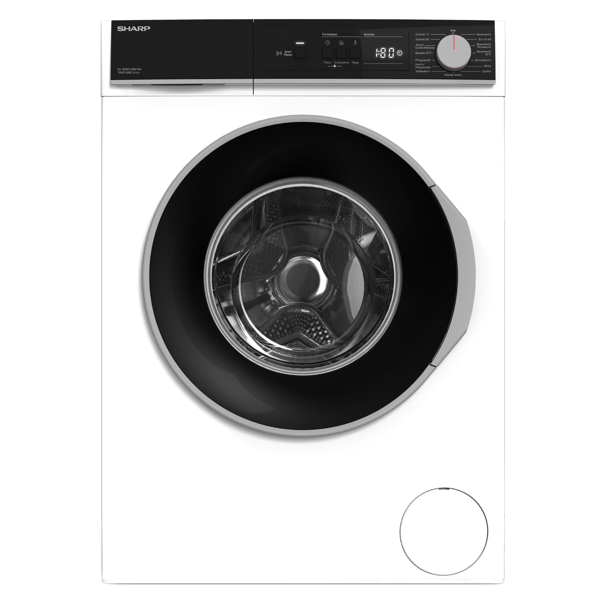 Sharp ES-NFA014BW1NA-DE Waschmaschine Weiß AllergySmart AquaStop EcoLogic
