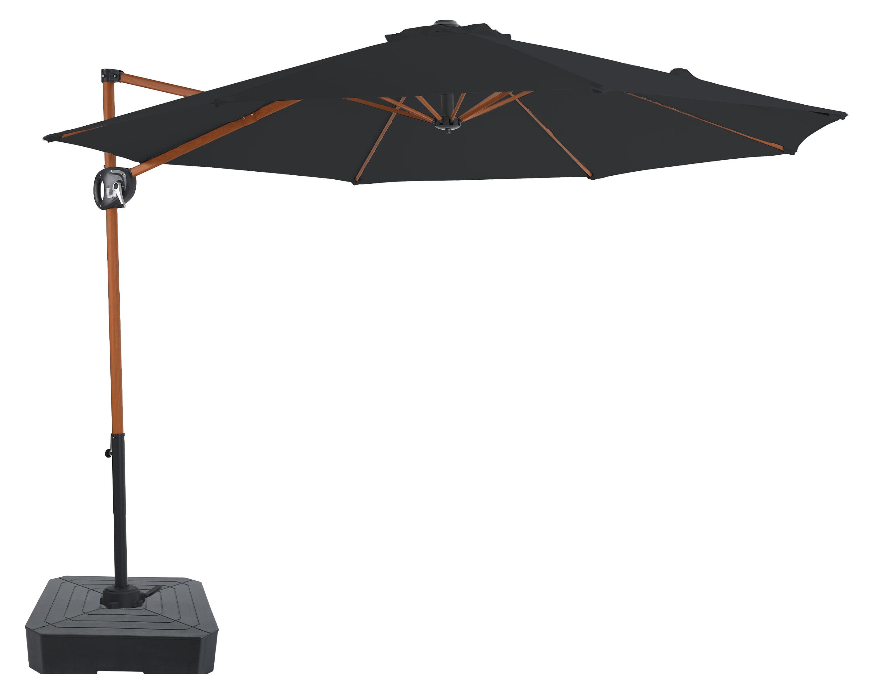 AXI Solea Ampelschirm Rund Ø 300 cm in Holz Look/Grau | Sonnenschirm für Garten / Terrasse | Inkl. Schirmständer & Schutzhülle | Kippbar & 360°