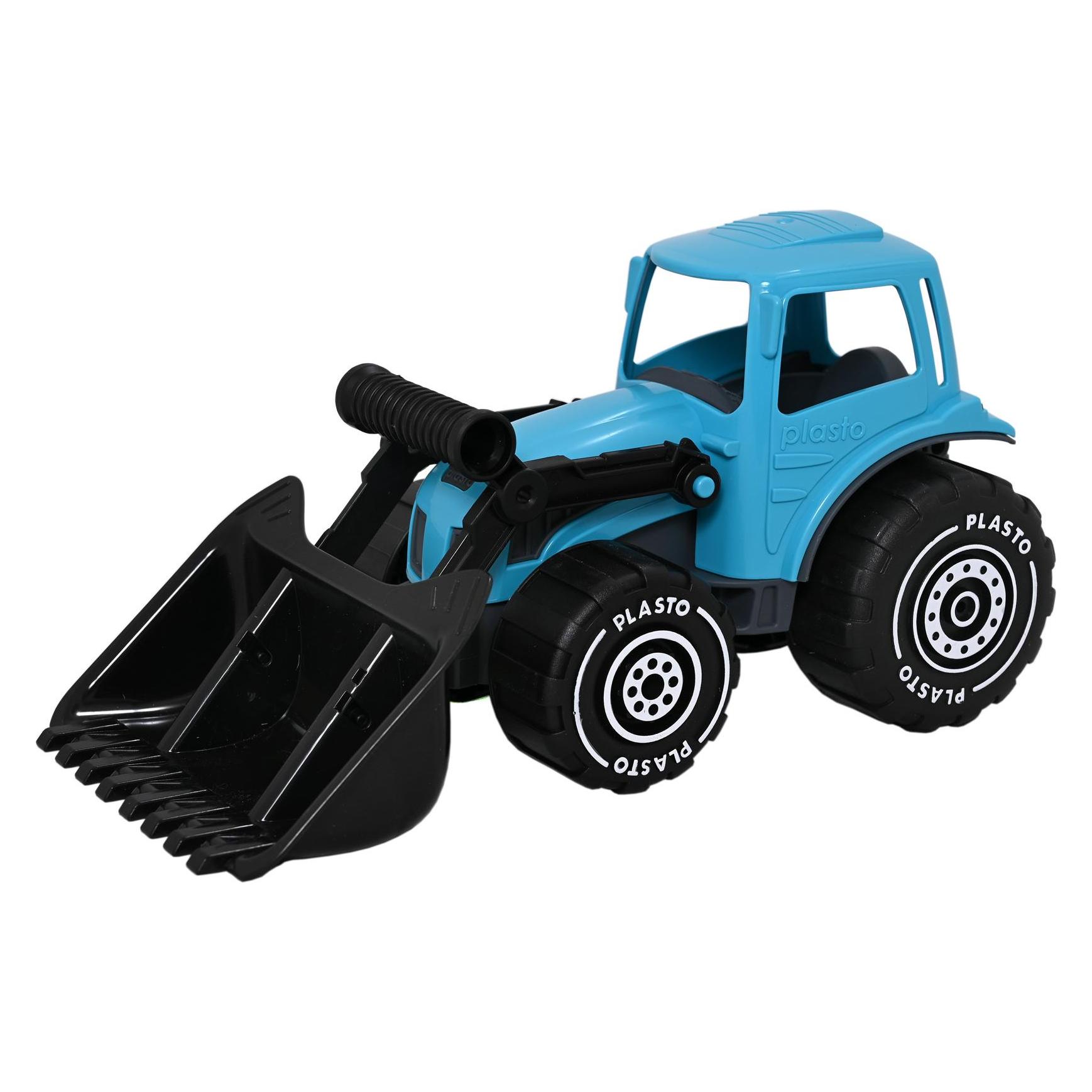 Plasto Tractor with frontloader. Turquoise. 32 cm (1674000TUB)