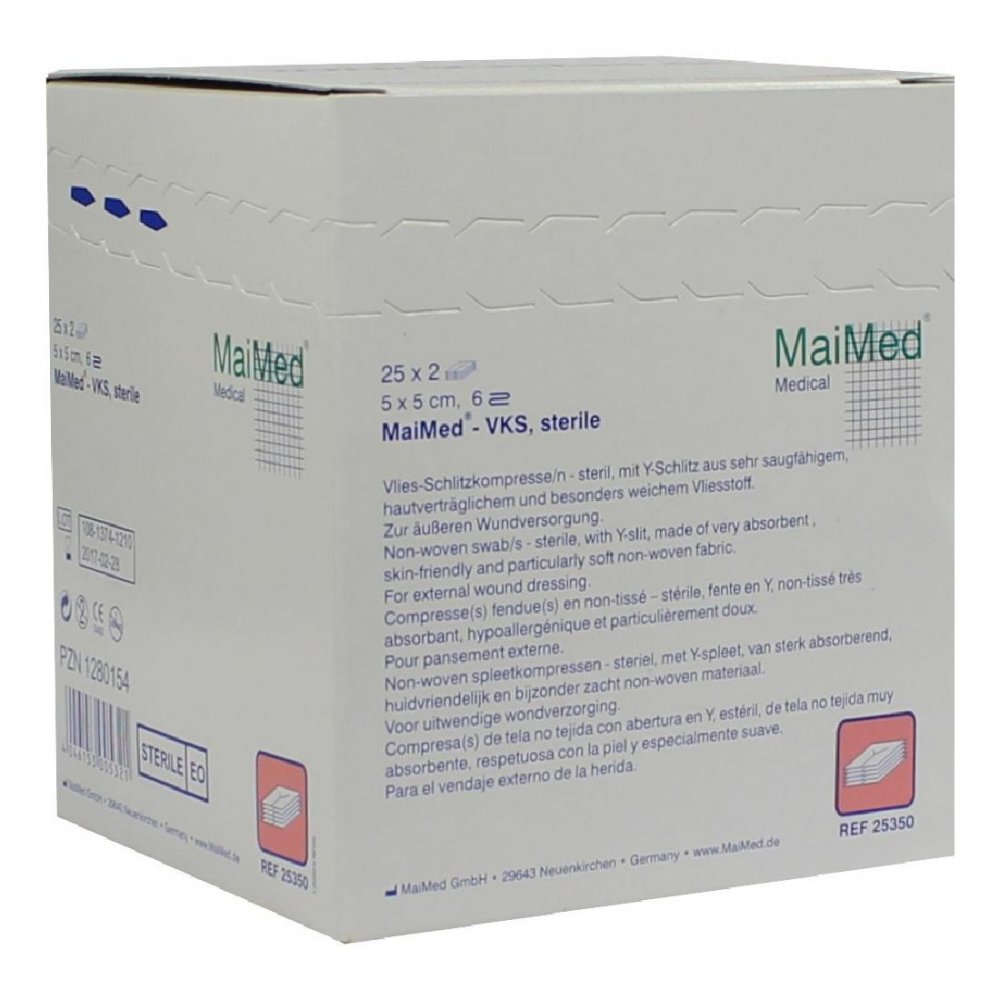 MaiMed GmbH Vlies-schlitzkompressen 5x5 cm steril 6fach 01280154