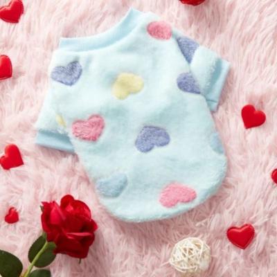 Uplifted Finds Soft Heart Print Flannel Pet Vest blue m