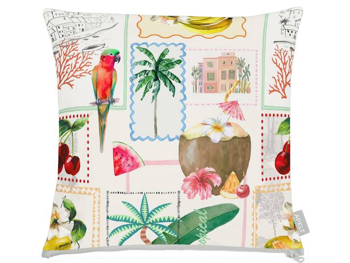 Dekokissen APELT 3814 , bunt (multicolour, bedruckt), B:40cm H:0,5cm L:40cm, Baumwolle, Polyester, Dekokissen_Sitzkissen_Kissenhüllen, Dekokissen, exotisches Patchdesign
