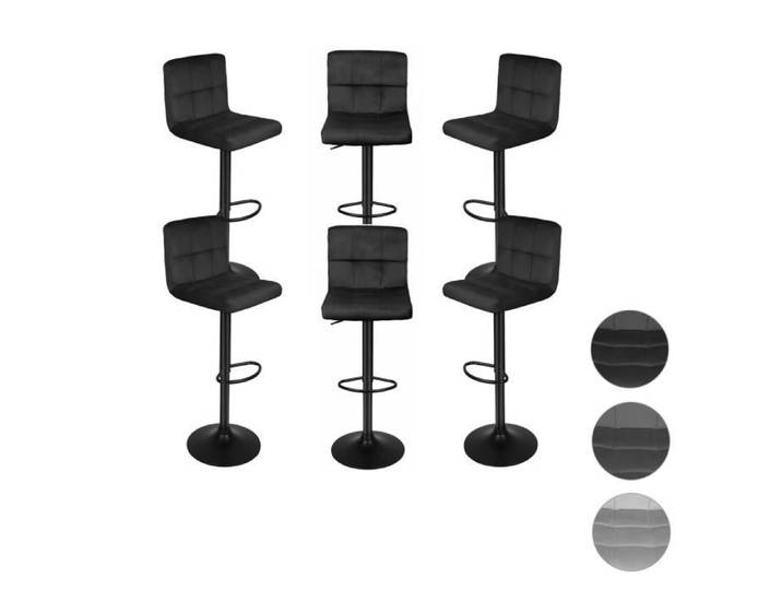 Willonin® 6 x TABOURET DE BAR EN VELOURS 43X43X( 92-112 )CM - NOIR