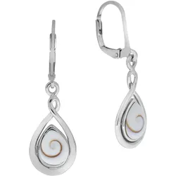 Zeeme Pearls Ohrringe Silber 925 rhodiniert mit weißer Muschel 35mm lang