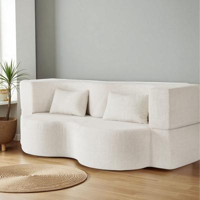 Fundinbaths "75"" Convertible Foldable Sofa Bed, Memory Foam Upholstered 3-Seat Cloud Couch Mattress with 2 Pillows"