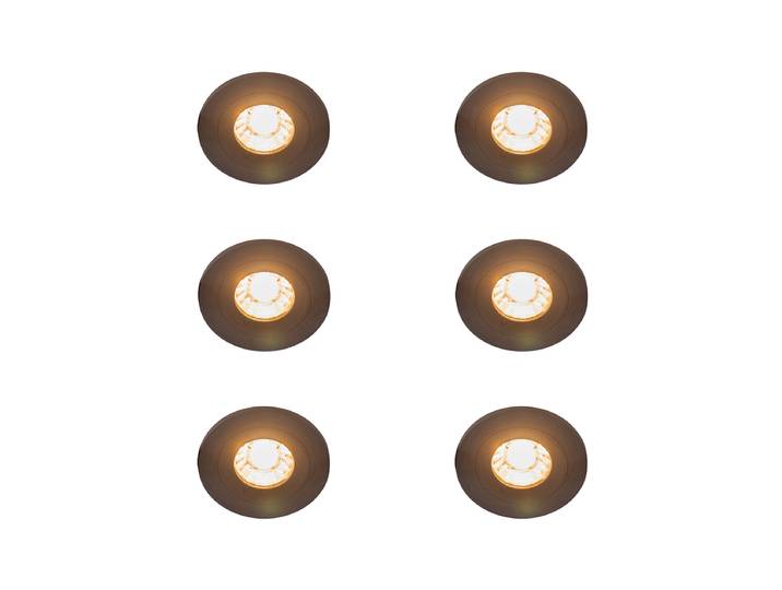 Ensemble de 6 spots encastrables modernes noirs ronds IP44 - Xena