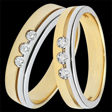 Edenly Duo-Trauringe Olympia â€“ Gelbgold, WeiÃŸgold & Diamanten â€“ 18-karÃ¤ti