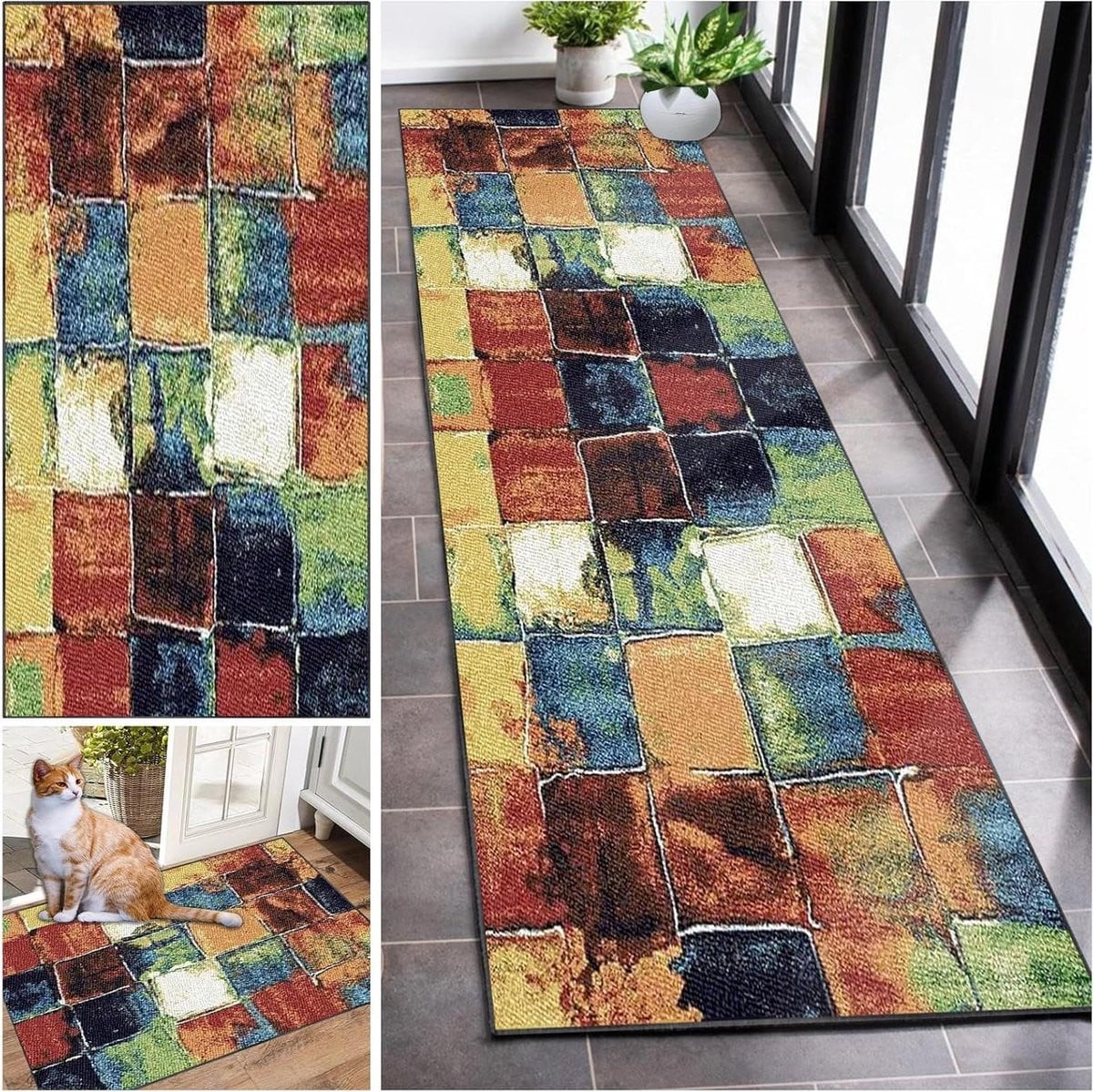 Hal Loper Vloerkleed Runner met Boho Geometrisch Patroon en Antislip Onderkant - 70 x 140 cm