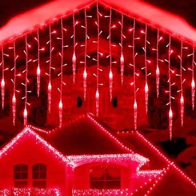 Inspire Curations LED Icicle Curtain Lights For Christmas Outdoor Decor red us Plug