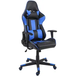 Bürostuhl MCW-F84, Schreibtischstuhl Gamingstuhl Chefsessel Drehstuhl, Kunstleder ~ schwarz/blau