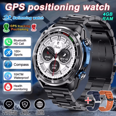 Inspire Curations Military Offline Map GPS Smartwatch With 4GB Memory, 1000mAh Battery & AMOLED Display black Steel 2a