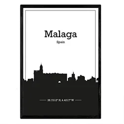 POSTER Malaga Skyline A3 Rahmenlos