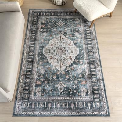 Nuloom Delisa Vintage Stain-Resistant Machine Washable Area Rug