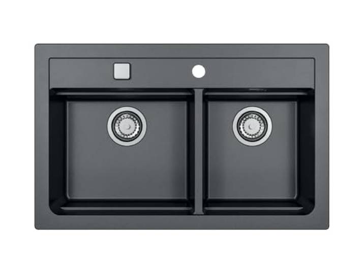 Alveus 1132002 ATROX 50 Küchenspüle Unterputz oder Unterbau aus Granit, Schwarz