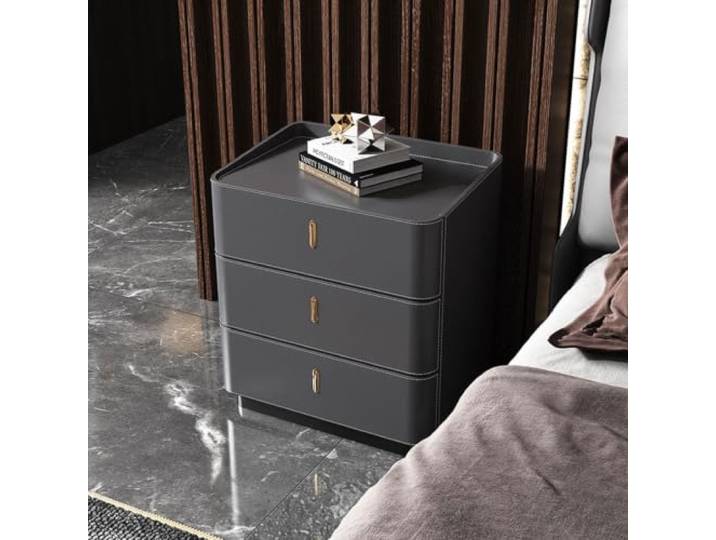 Nachttisch 3 Schubladen Beistelltisch Aufbewahrungsschrank Geräuscharme Schienen Ohne Schrankbeine Für Schlafzimmer/Wohnzimmer(Gray2,40cm/16in)