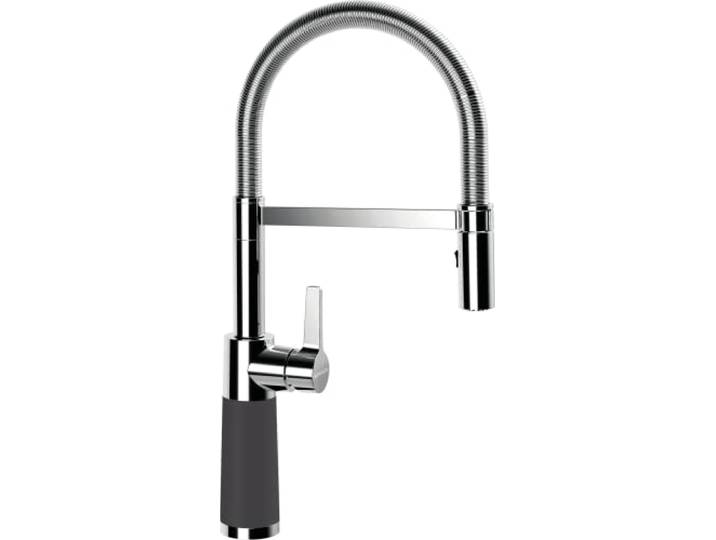 SCHOCK Küchenarmatur SC-550 Dusk – graue hochdruck Armatur CRISTADUR mit Festauslauf und Standard Norm-Anschlüssen