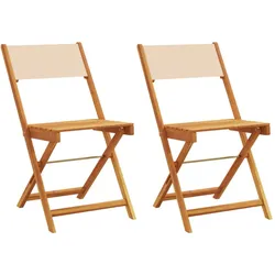 vidaXL Bistrostühle 2 Stk. Beige Massivholz Akazie & Stoff