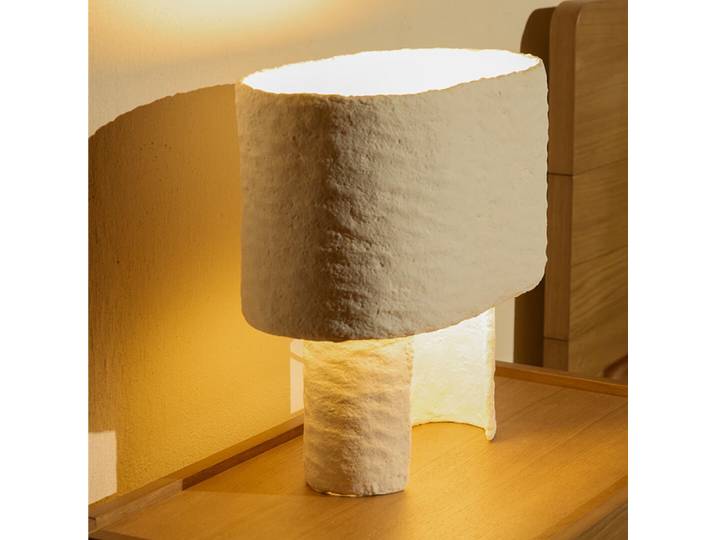 Kave Home Tafellamp Bedala Papier-maché, 38cm - Wit