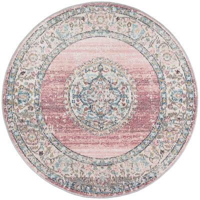 Teppich THE CARPET "Palma Orient", pink, H:4mm Ø:120cm, Polypropylen, Teppiche, Teppich, Outdoor moderner robuster In und Outdoor Teppich