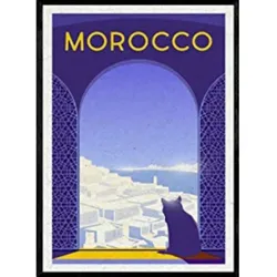 POSTER Marokko Stadtfarben A4 Schwarzer Rahmen