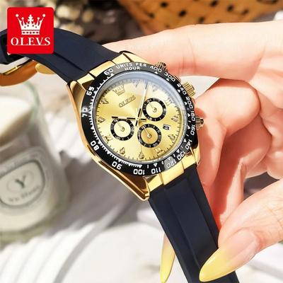 Uplifted Goods Womens Luxury Quartz Watch With Date And Luminous Display rubber Strap Black