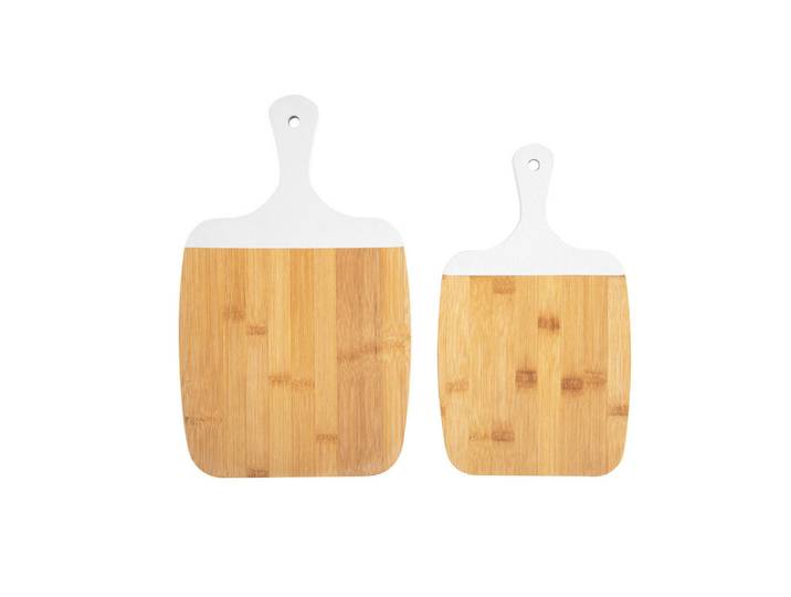 Schneidebretter Bambus Gourmet 2er-Set, Weiß, Naturmaterialen, 23x38 cm, Küchenzubehör, Schneidebretter