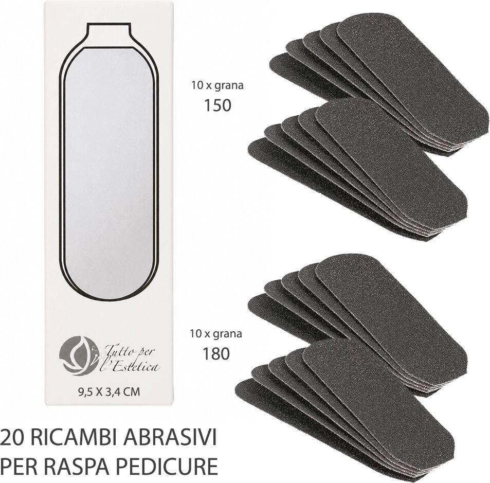 Tuttoperlestetica 20 Ricambi Abrasivi Adesivi per Raspa Pedicure Professionale per MOD. TT1200 – Grana 150 e 180