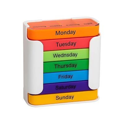 Tragbarer Pillendosierer mit großem Fassungsvermögen für 7 Tage, wasserdichter Medikamentendosierer, stapelbare Pillendosen mit 4 Fächern für die tägliche Einnahme, reisefreundlich,