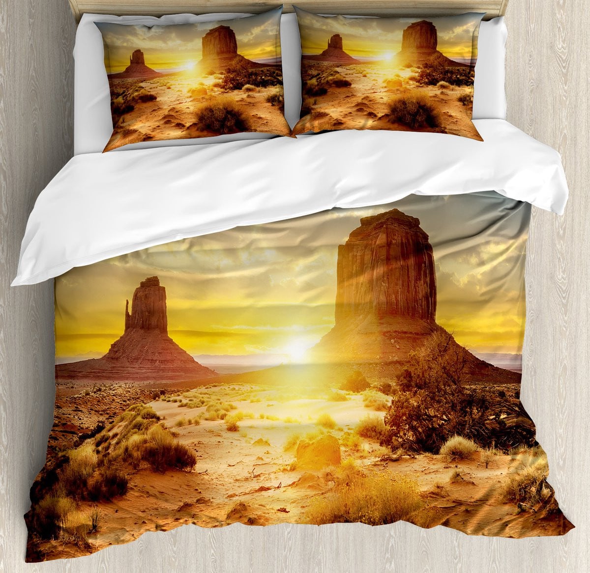 ABAKUHAUS Amerikaans dekbedovertrekset voor tweepersoonsbedden, US Monument Valley Sunset, 230 x 220 cm