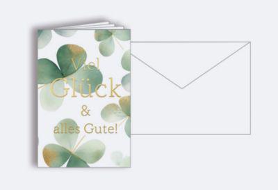Korsch Glückwunschkarte Kleeblatt, Format B6, gedrucktes Motiv, inkl. Kuverts, Naturkarton, farbig, 10 Stück