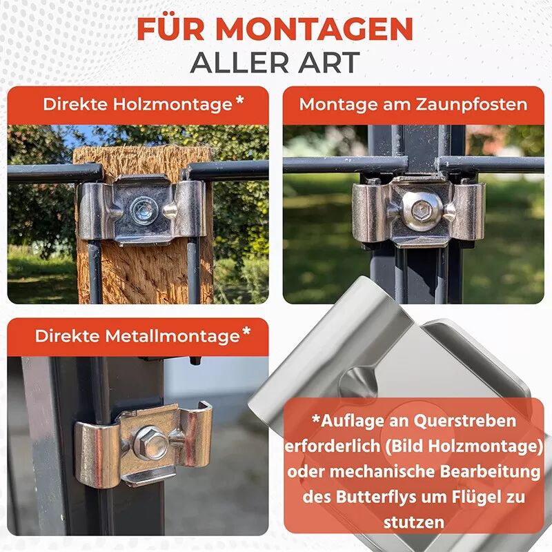 INF 304 Edelstahl Doppelstabmattenzaunhalterung - 10 Stück