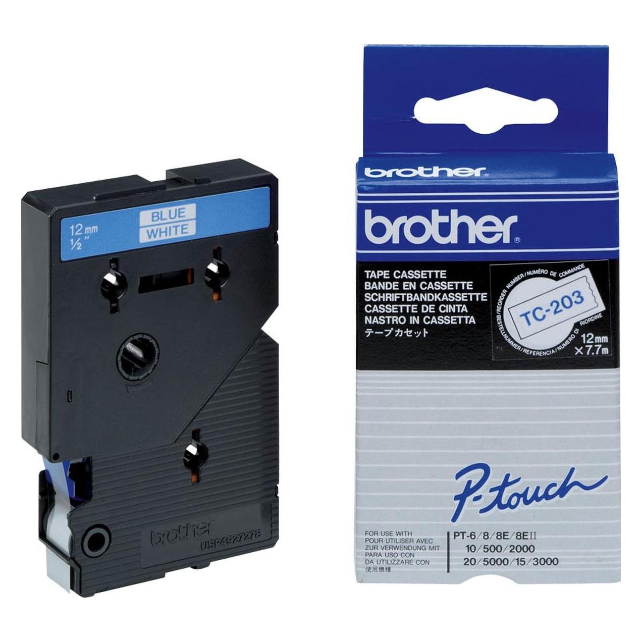 Brother TC-203 (1.20 cm, Blau, Weiss) (TC-203)